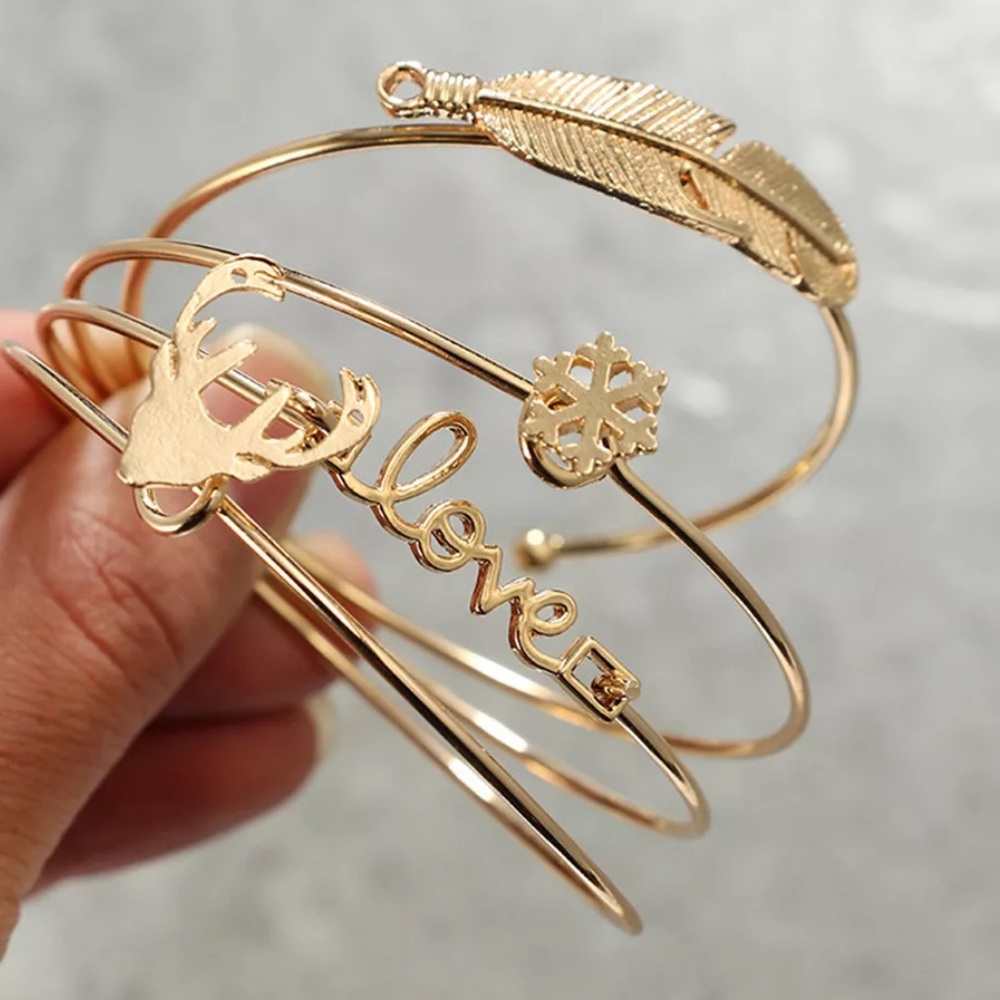 {DELAINA} boho Deer Love Bangle Bracelet Set - Picture 2 of 7